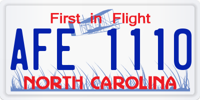 NC license plate AFE1110