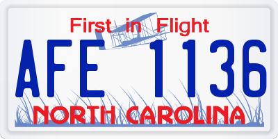 NC license plate AFE1136