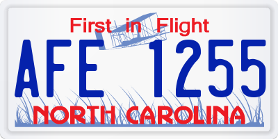 NC license plate AFE1255
