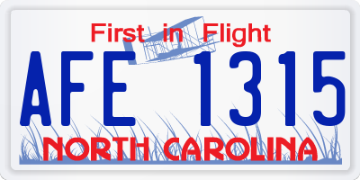 NC license plate AFE1315