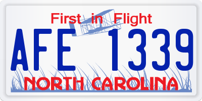 NC license plate AFE1339