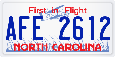 NC license plate AFE2612