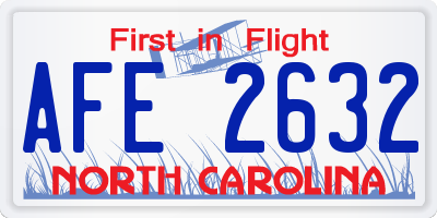 NC license plate AFE2632