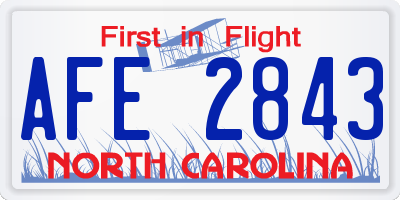 NC license plate AFE2843