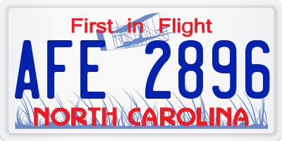 NC license plate AFE2896