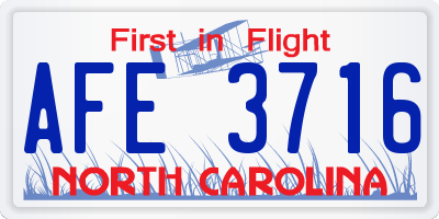 NC license plate AFE3716