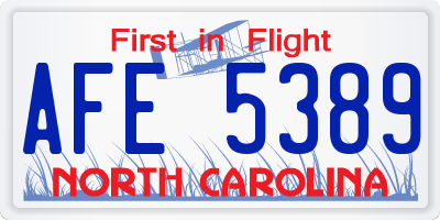 NC license plate AFE5389