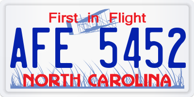 NC license plate AFE5452