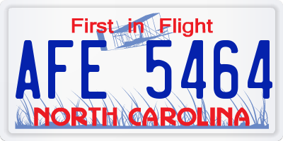 NC license plate AFE5464