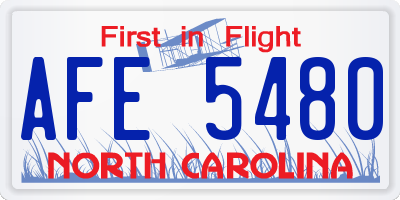 NC license plate AFE5480