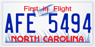 NC license plate AFE5494