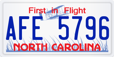 NC license plate AFE5796