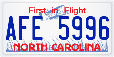 NC license plate AFE5996