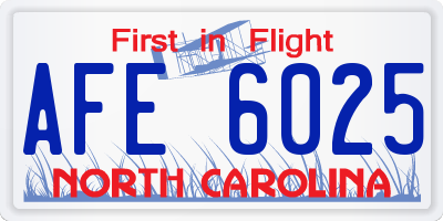 NC license plate AFE6025