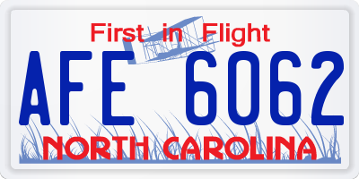 NC license plate AFE6062