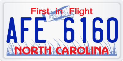 NC license plate AFE6160