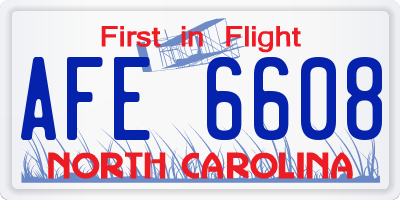 NC license plate AFE6608