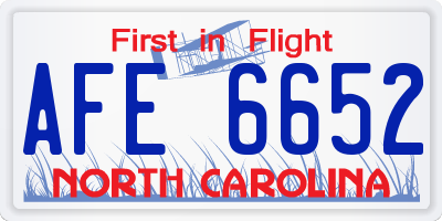 NC license plate AFE6652