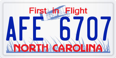 NC license plate AFE6707