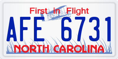 NC license plate AFE6731