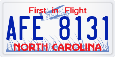 NC license plate AFE8131