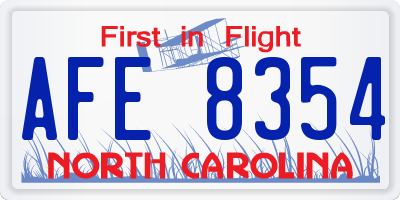 NC license plate AFE8354