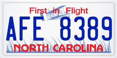 NC license plate AFE8389