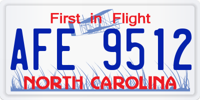 NC license plate AFE9512