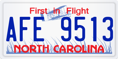 NC license plate AFE9513