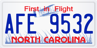 NC license plate AFE9532