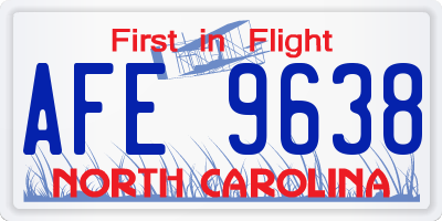 NC license plate AFE9638