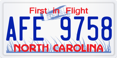 NC license plate AFE9758