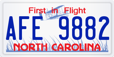 NC license plate AFE9882