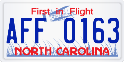 NC license plate AFF0163