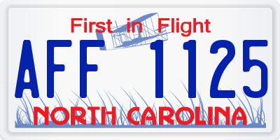 NC license plate AFF1125