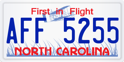 NC license plate AFF5255