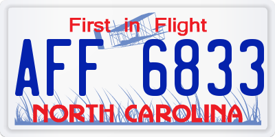 NC license plate AFF6833