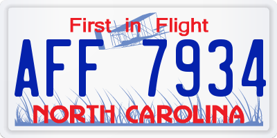 NC license plate AFF7934