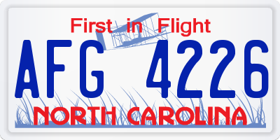 NC license plate AFG4226