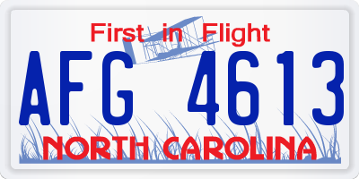 NC license plate AFG4613