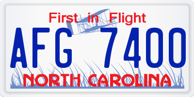 NC license plate AFG7400