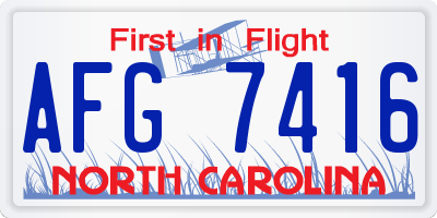 NC license plate AFG7416