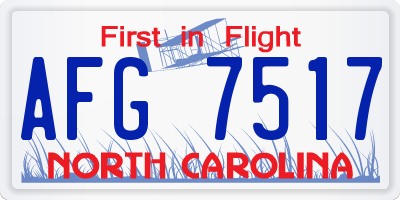 NC license plate AFG7517