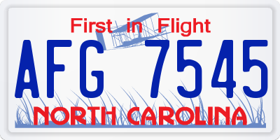 NC license plate AFG7545
