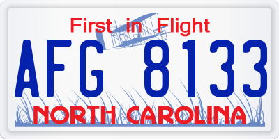 NC license plate AFG8133