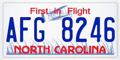 NC license plate AFG8246
