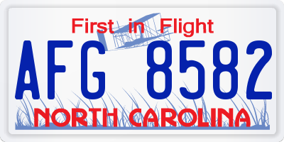 NC license plate AFG8582
