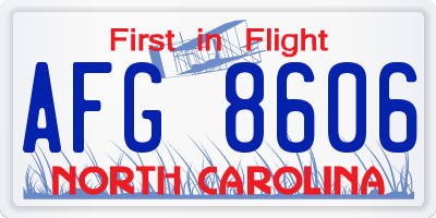 NC license plate AFG8606