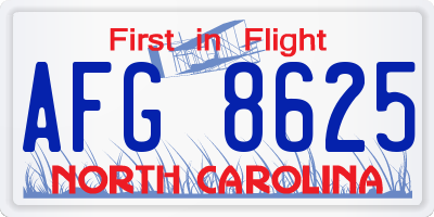 NC license plate AFG8625