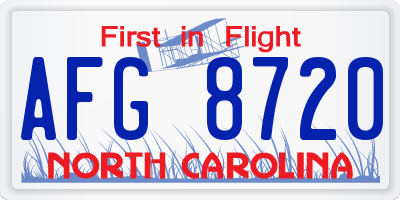 NC license plate AFG8720